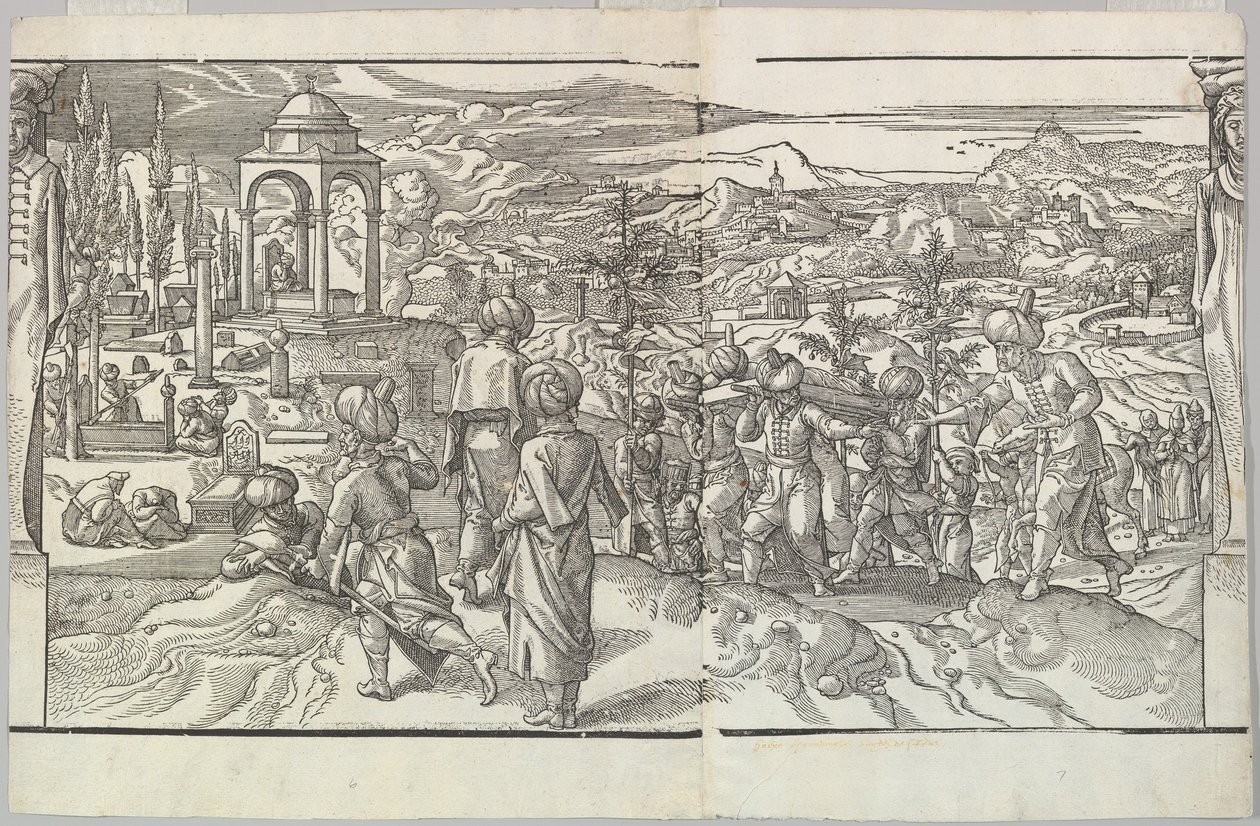 En tyrkisk begravelse fra frisen Ces Moeurs et fachons de faire de Turcz Customs and Fas..., 1553. av Unbekannt