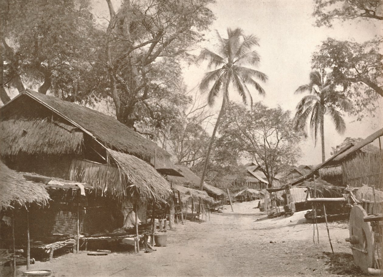 En typisk burmesisk landsbyscene, 1900. av Unbekannt