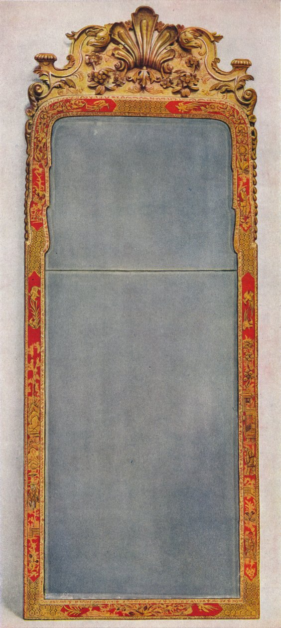 Et veldig sjeldent bryggeglass av c1720 i ramme dekorert med rød lakk, c1720, 1936 av Unbekannt