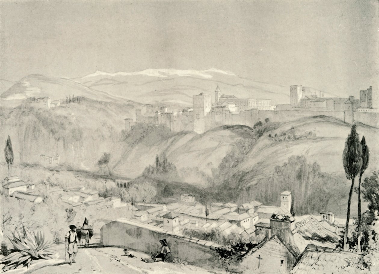 En utsikt over Alhambra fra Albaycin, 1800-tallet, 1907. av Unbekannt