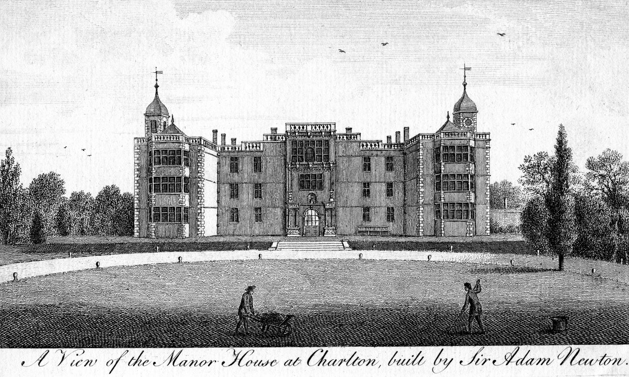 En utsikt over herregården i Charlton, bygget av Sir Adam Newton av Unbekannt
