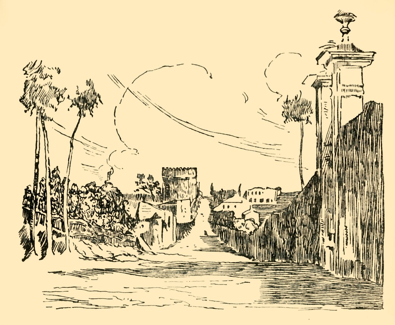 En utsikt over Appia-veien som den er i dag, c1930. av Unbekannt