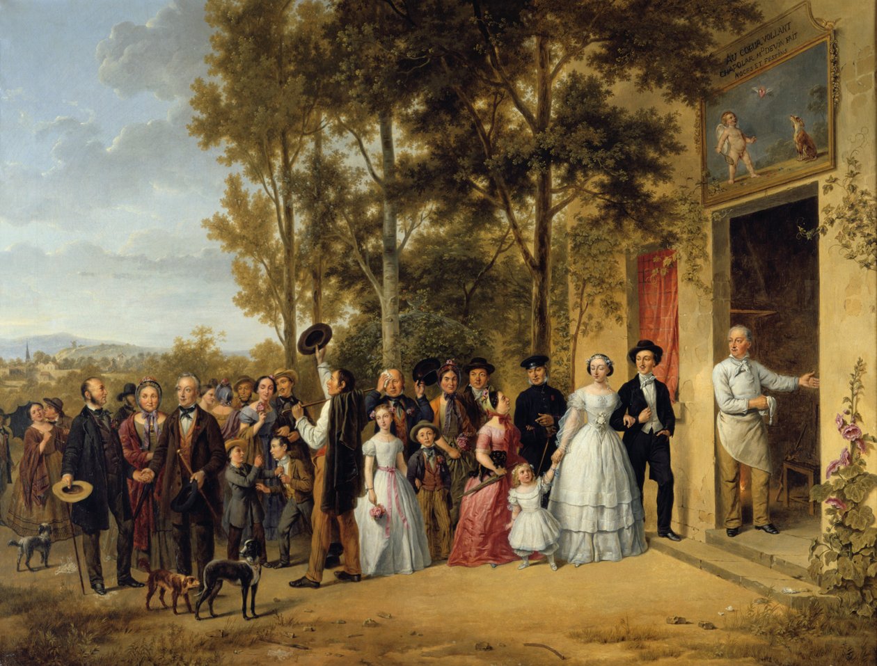 Et bryllup i Coeur Volant-kapellet i Marly rundt 1850 1800-tallet av Unbekannt