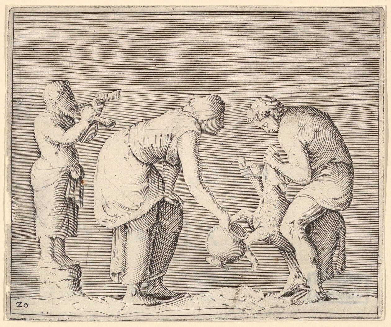 A Woman Collecting Blood from a Sheep, utgitt ca. 1599-1622. av Unbekannt