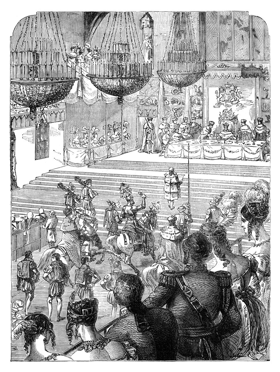 En bankett i Westminster Hall for å feire kroningen av kong George IV, 1821 c1895 av Unbekannt