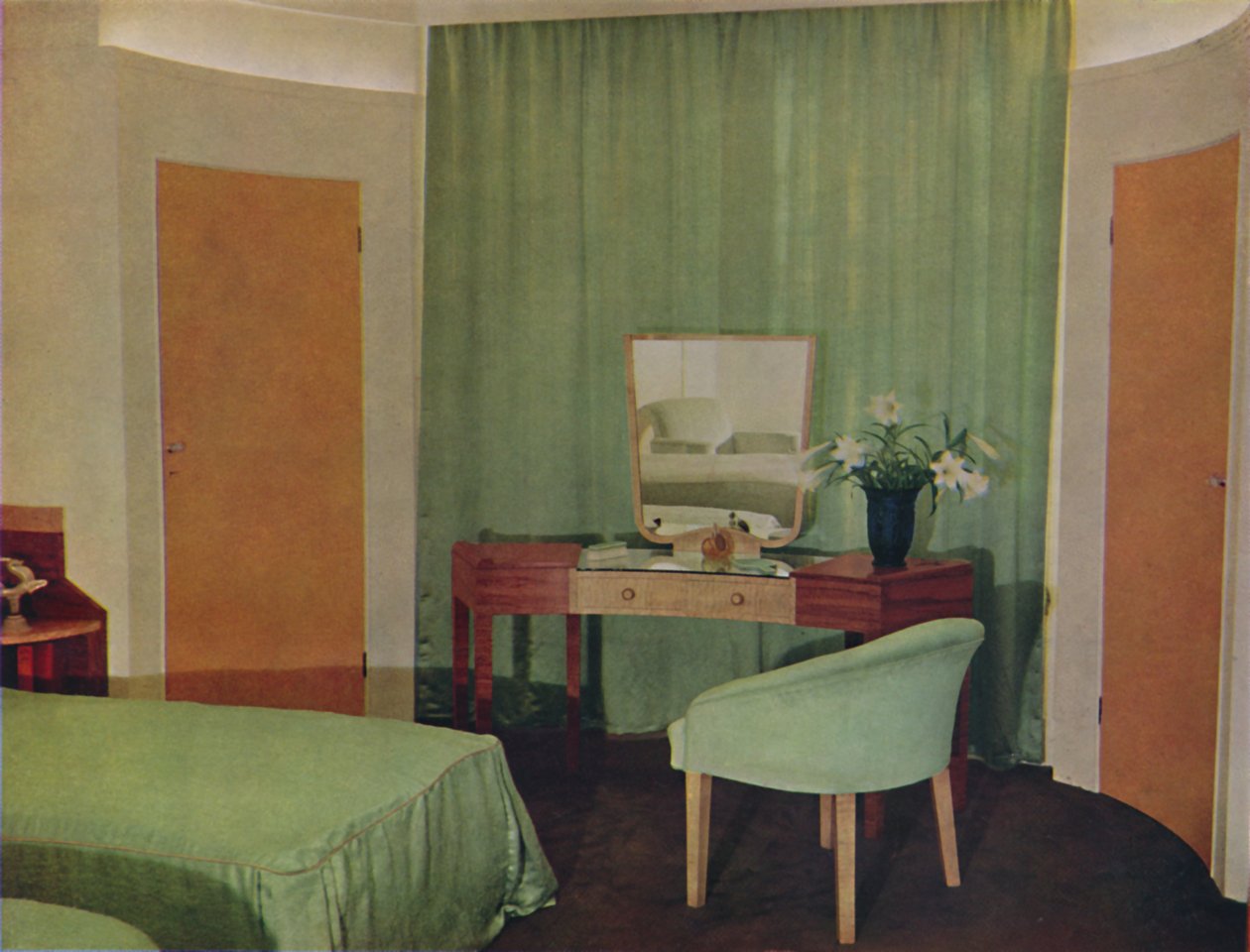 Et soverom i et hus på Portland Place, designet av Ian Henderson & Co. i London, 1935 av Unbekannt