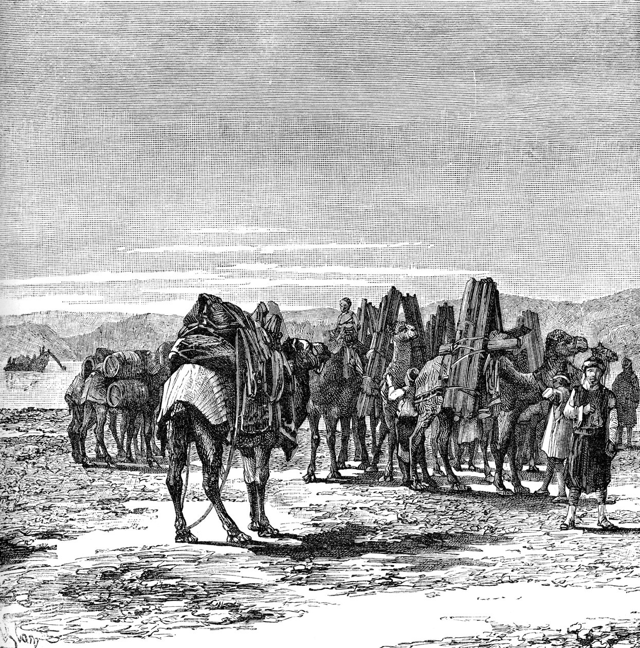 En campingvogn på bredden av Eufrat, 1895 av Unbekannt