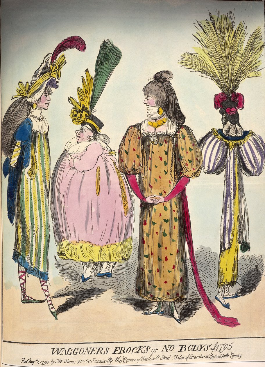 En karikatur av mote fra slutten av 1700-tallet, 1795 av Unbekannt