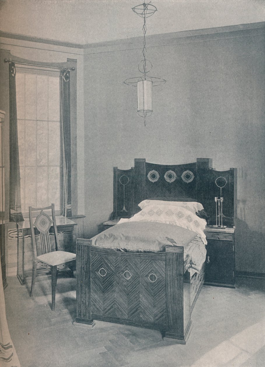 En barneseng designet av Peter Behrens, utført av TD Heymann, 1901 av Unbekannt