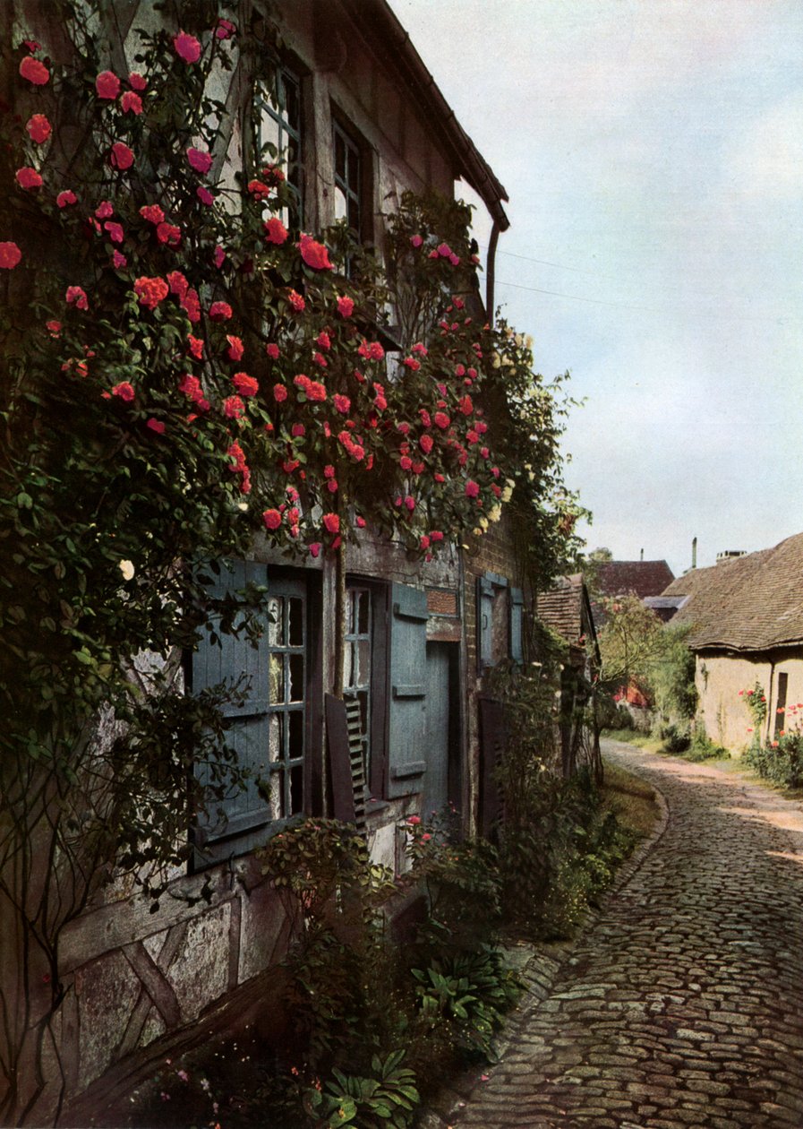 En brosteinsbelagt gate i Gerberoy, Frankrike, 1938 av Unbekannt