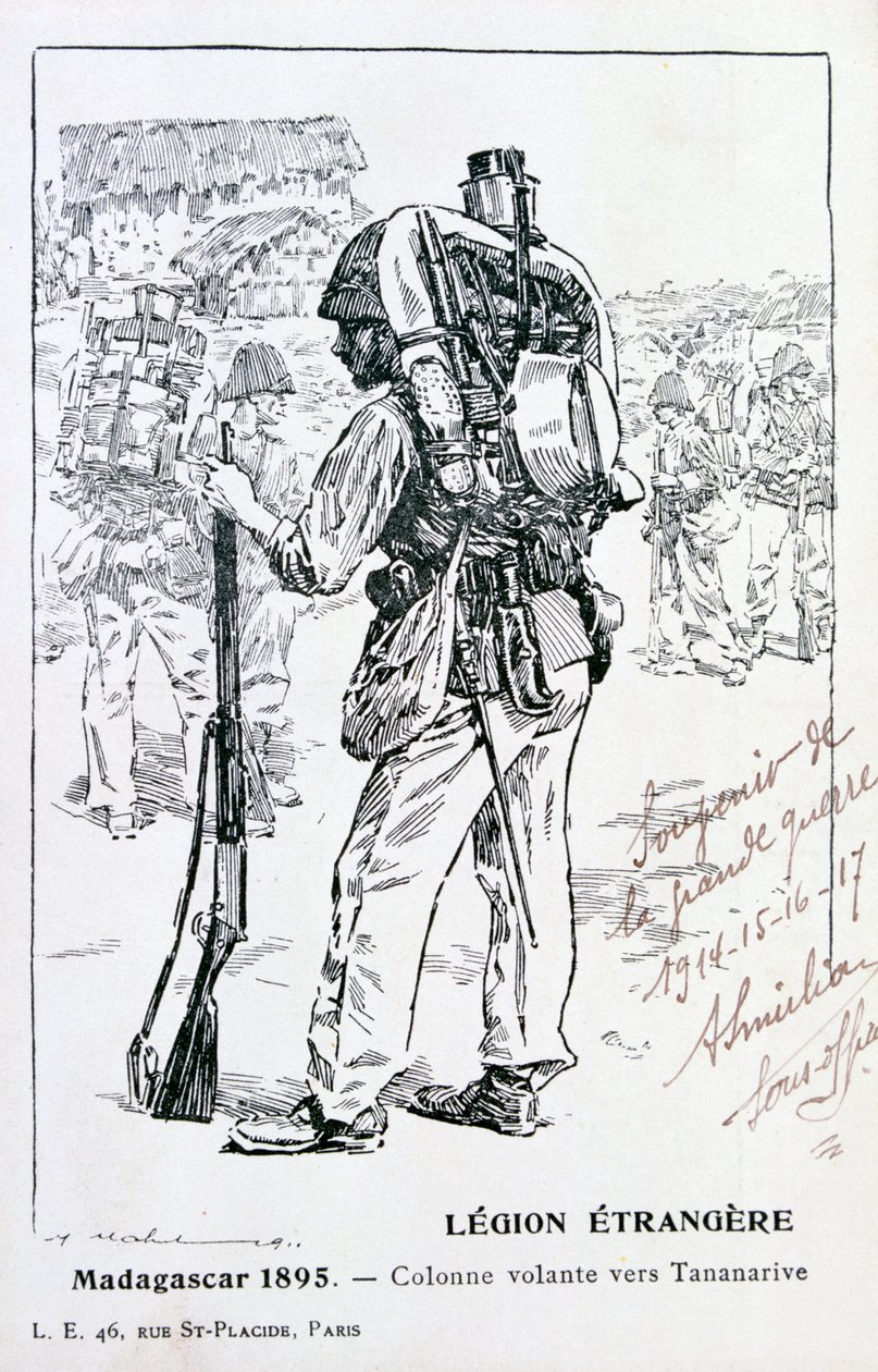 En kolonne av den franske fremmedlegionen som rykker frem mot Tananarive, Madagaskar, 1895 av Unbekannt