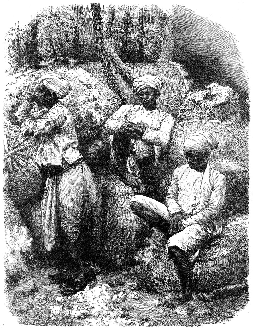 Et bomullsmarked i Bombay, India, 1800-tallet av Unbekannt
