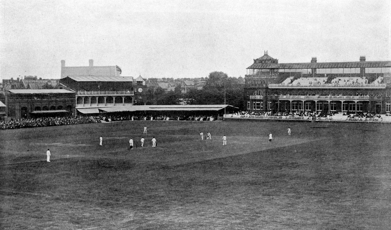 En cricketkamp pågår på Lords cricketbane, London, 1912 av Unbekannt