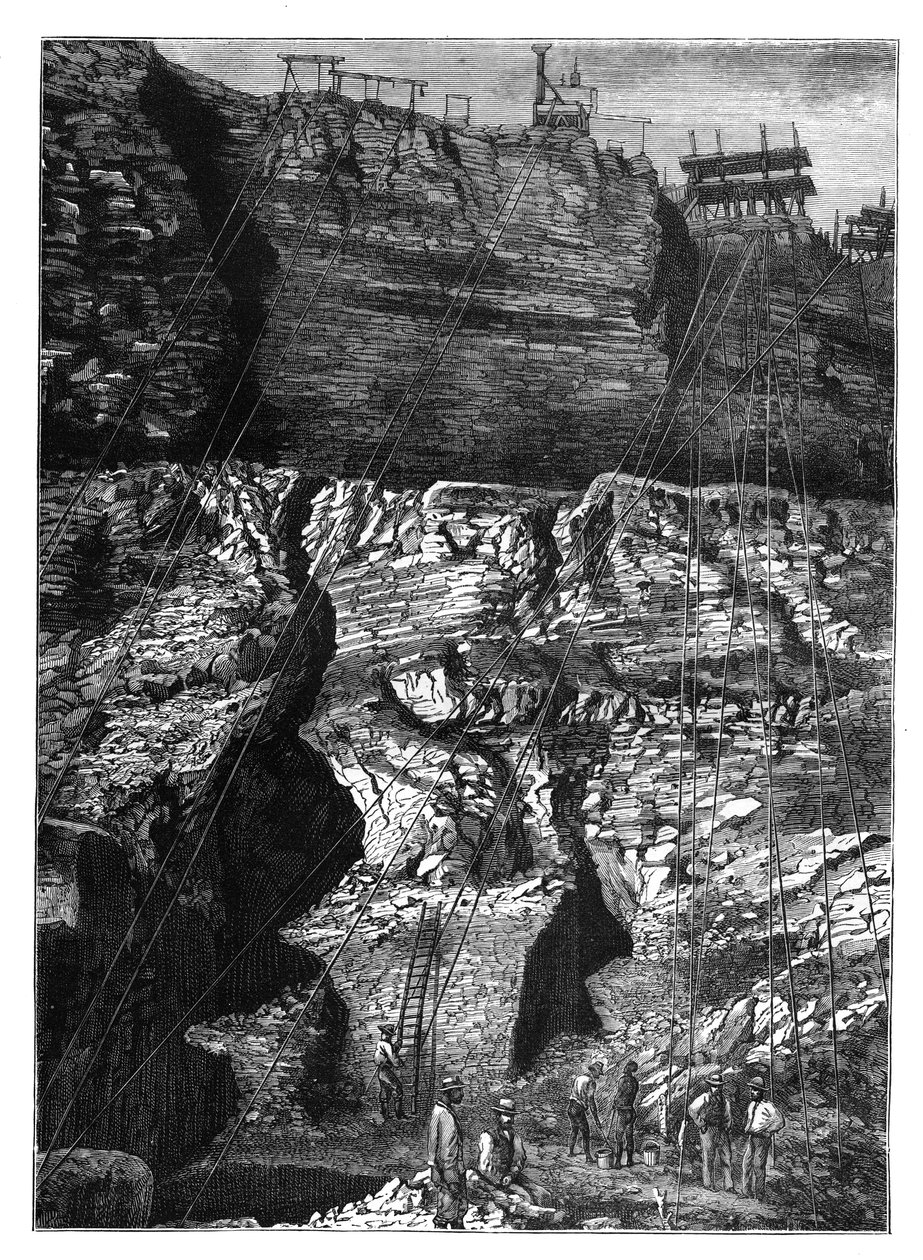 En diamantgruve i Kimberley, Griqualand West, Northern Cape, Sør-Afrika, ca 1890 av Unbekannt