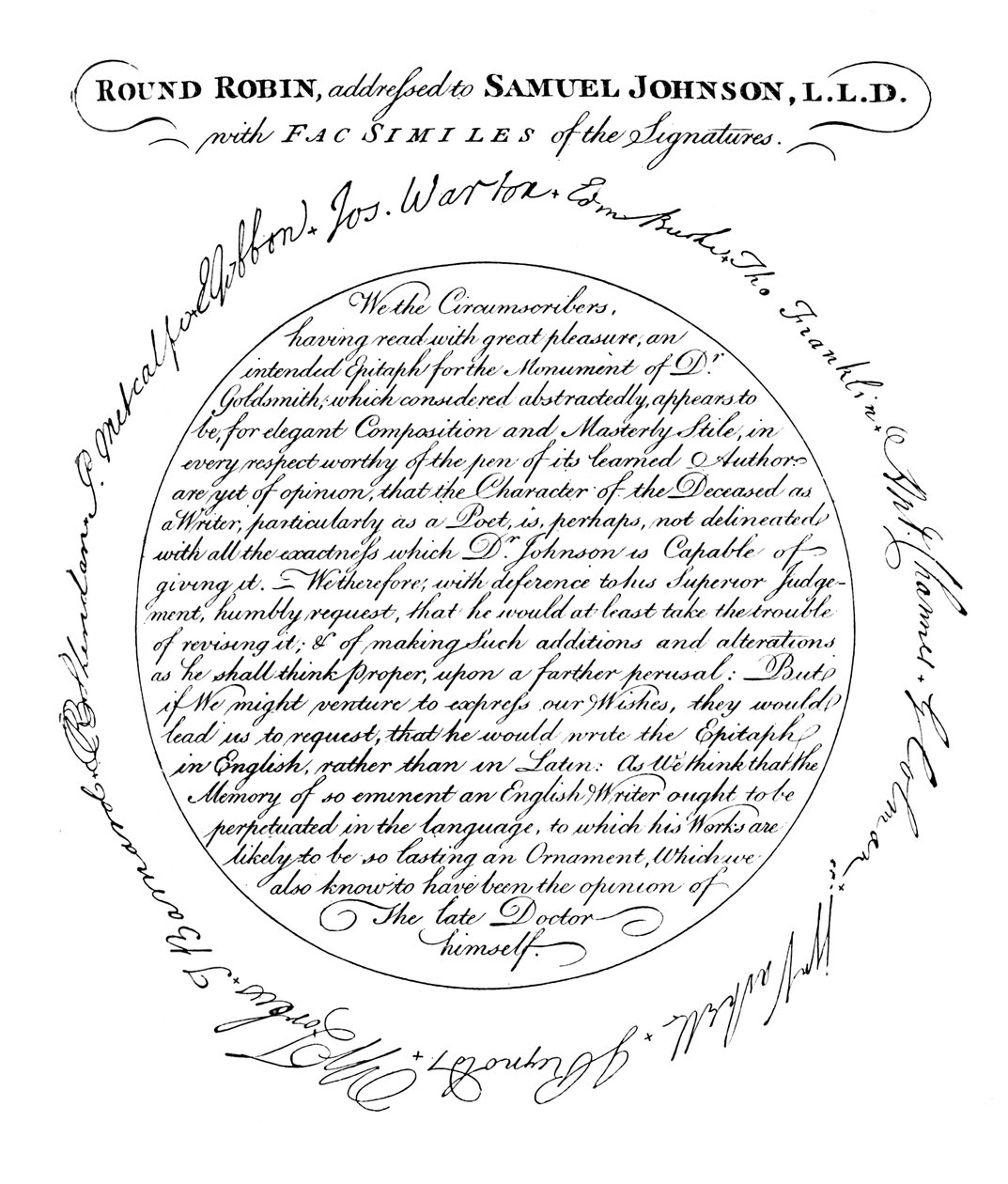 En faksimile av platen i den første utgaven av Boswells Life of Johnson, 1907 av Unbekannt