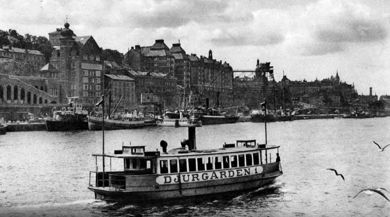 En ferge på vei til øya Djurgarden, Stockholm, Sverige, c1923 av Unbekannt
