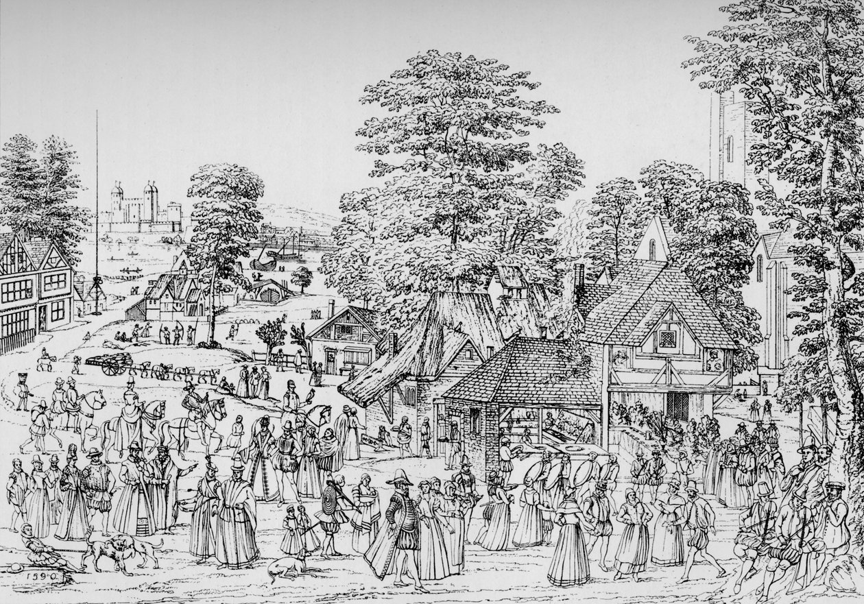 En fest i Horselydown, Southwark, i 1590, 1904 av Unbekannt