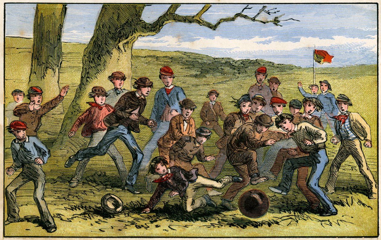 Et fotballspill, 1800-tallet av Unbekannt