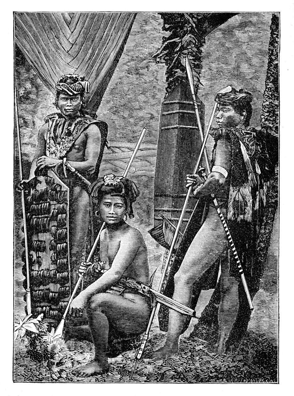 En gruppe dyaker, ca 1900 av Unbekannt