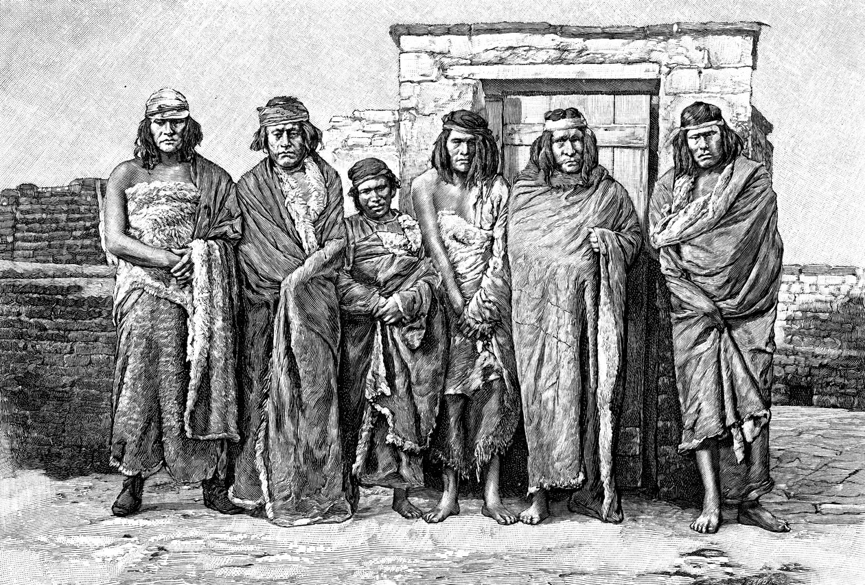 En gruppe patagoniere, Argentina, 1895 av Unbekannt