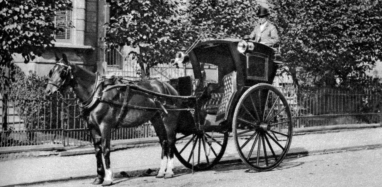 En hestetrukket hansom drosje, London, 1926-1927 av Unbekannt