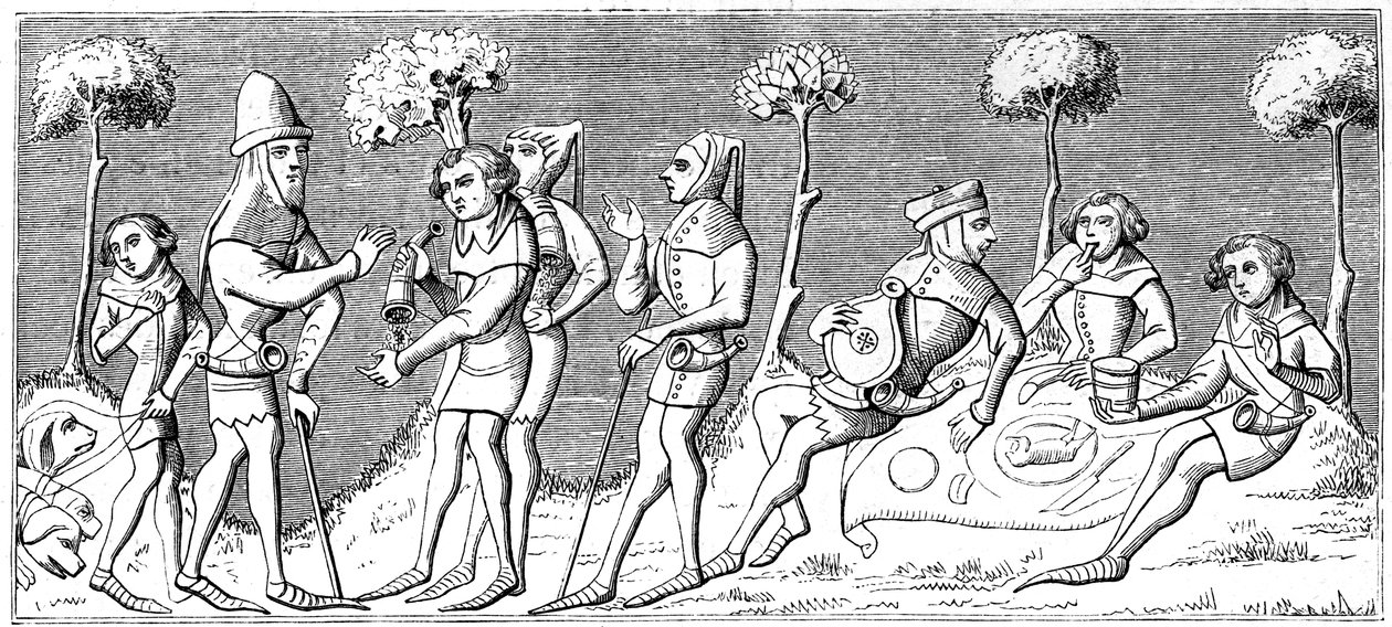 Et jaktlag samles, 1849 av Unbekannt