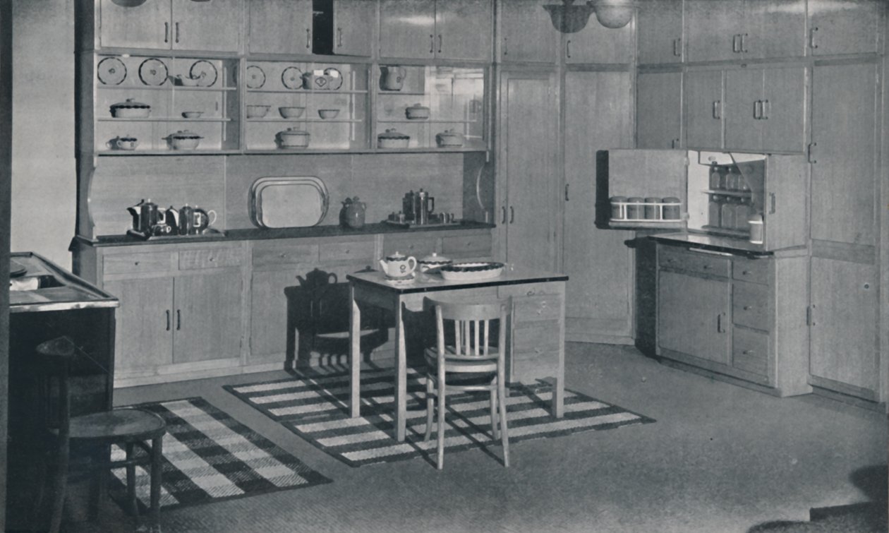 Et kjøkken arrangert og utstyrt av Heal & Son, Ltd. i London, 1942 av Unbekannt