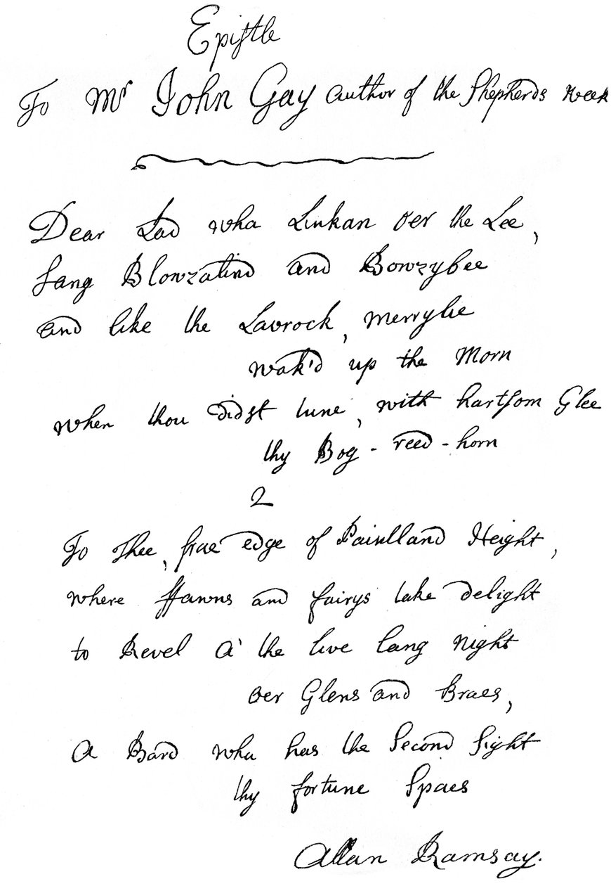 Et brev fra Allan Ramsay til John Gay, 1700-tallet 1840 av Unbekannt