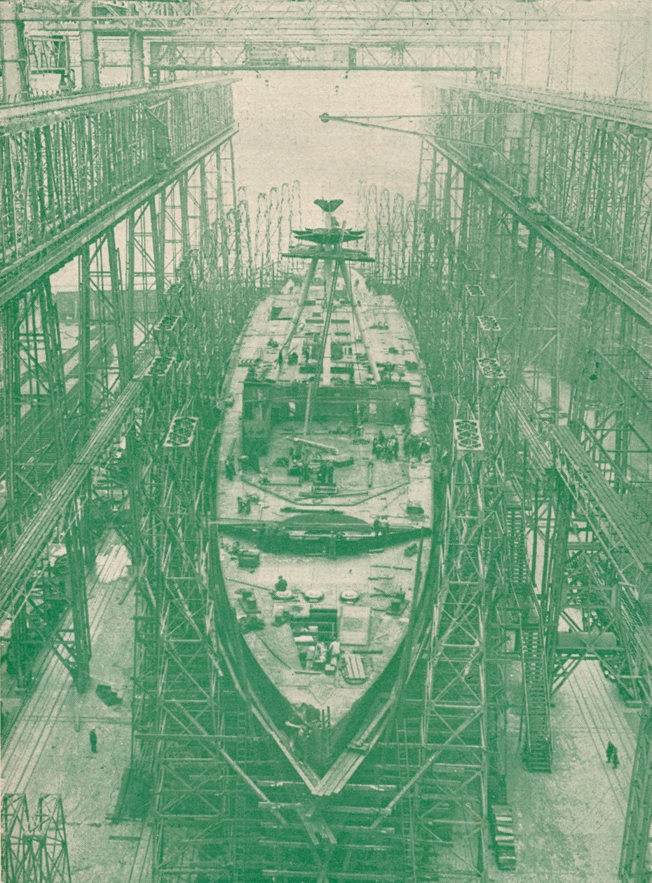 En lett cruiser under bygging, c1917 1919 av Unbekannt