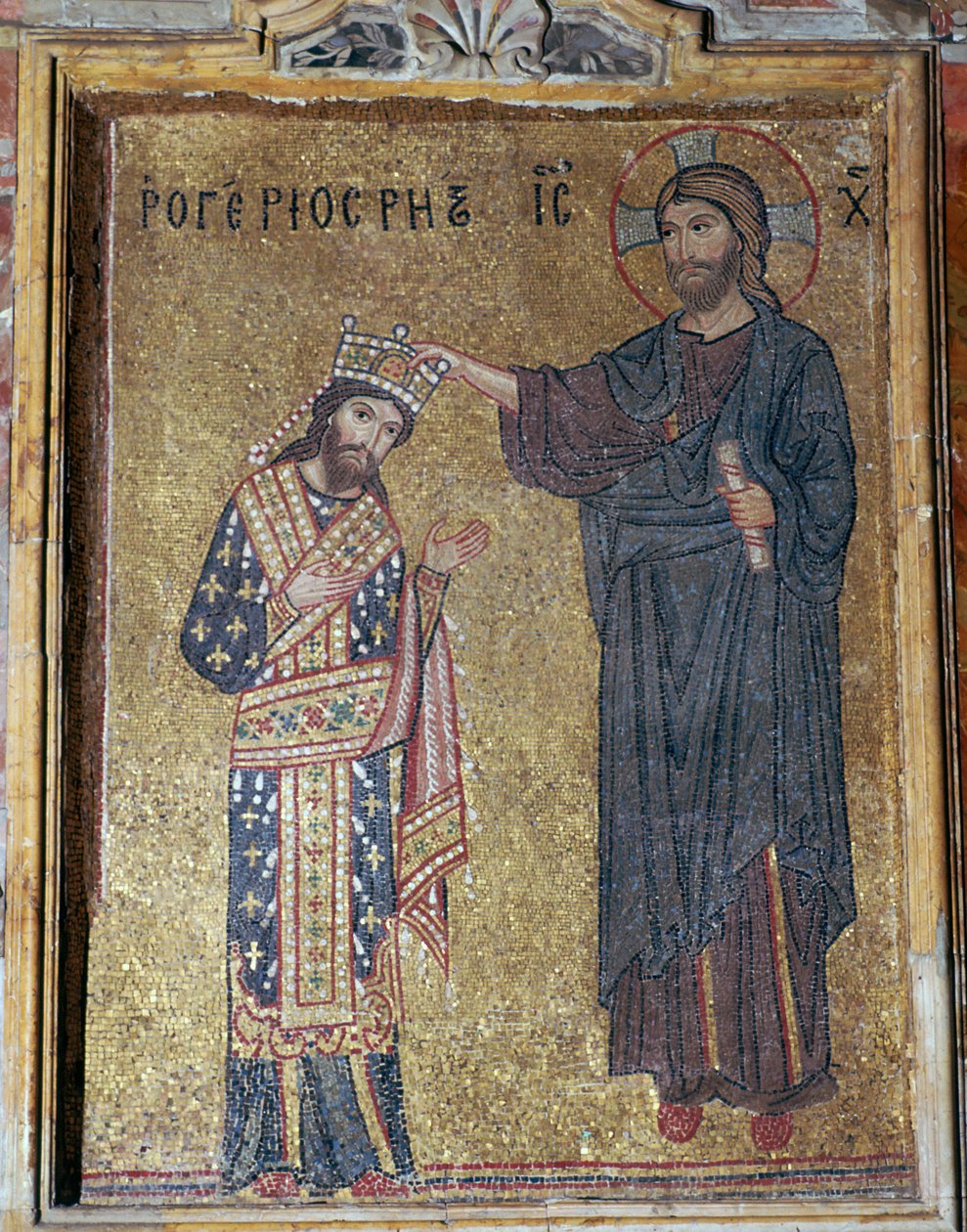 En mosaikk av Kristus som kronet Roger II, 1100-tallet av Unbekannt