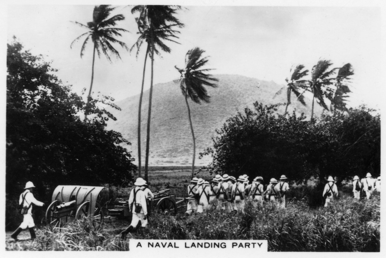 En marinelandingsfest, St Kitts, Vestindia, 1937 av Unbekannt