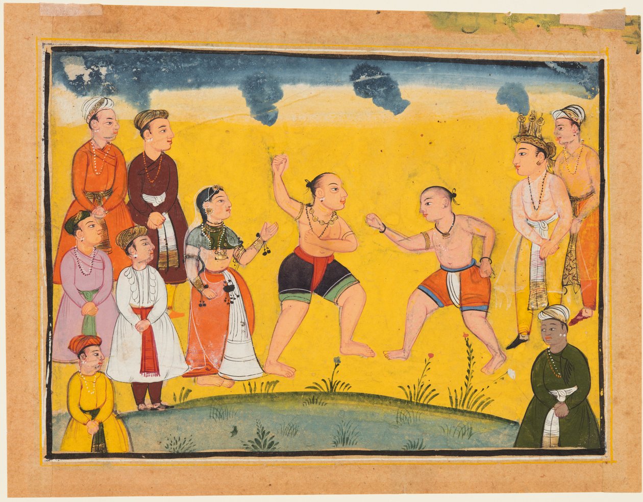 En side fra Mahabharata: Bhima kjemper med Jayadratha, ca. 1615. av Unbekannt