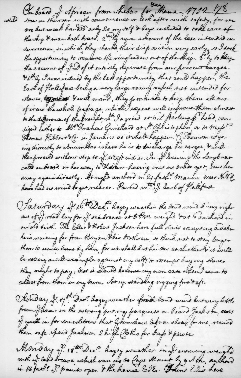 En side fra tidsskriftet til John Newton, 1750-1754 1965 av Unbekannt