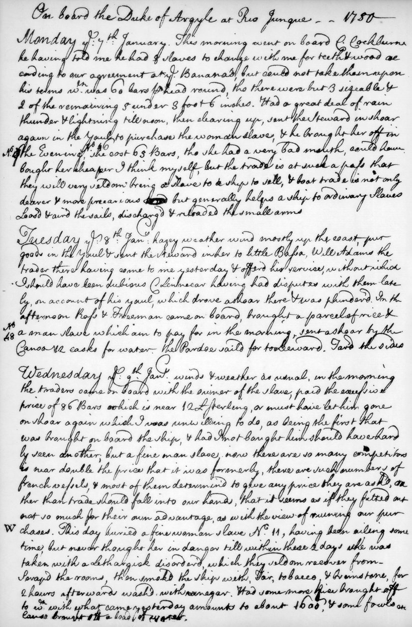 En side fra tidsskriftet til John Newton, 1750-1754 1965 av Unbekannt