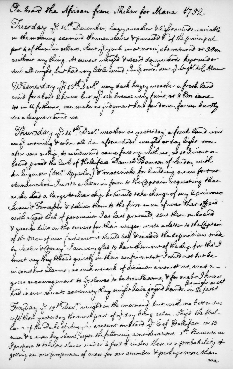 En side fra tidsskriftet til John Newton, 1750-1754 1965 av Unbekannt