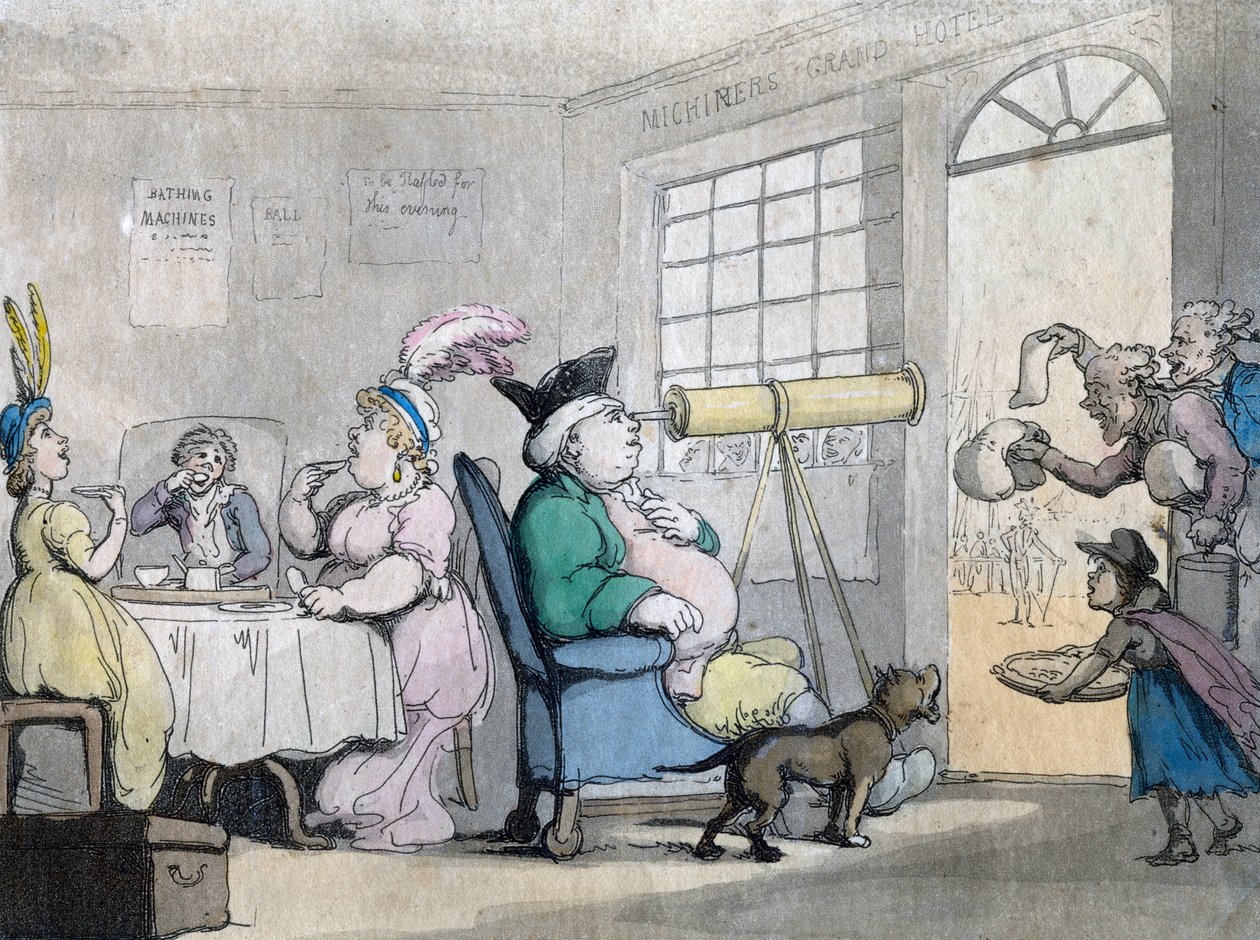 En overbærende herre som ser gjennom et teleskop, 1800-tallet av Unbekannt