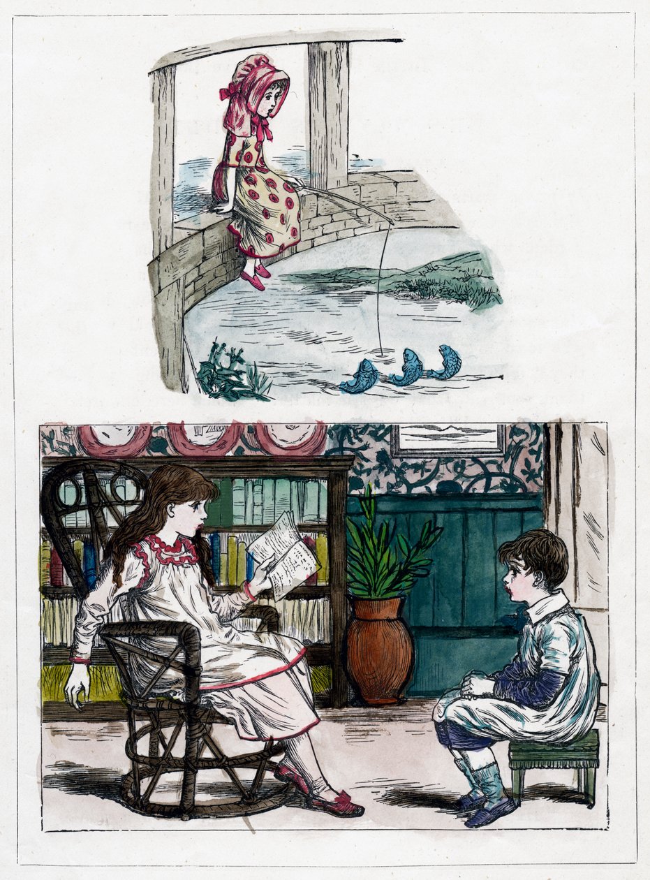 Et trykk fra The Little Folks Nature Painting Book av Kate Greenaway, ca 1880-tallet av Unbekannt