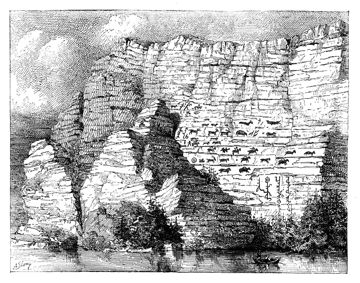 En steininskripsjon på bredden av elven Yenisei, 1895 av Unbekannt