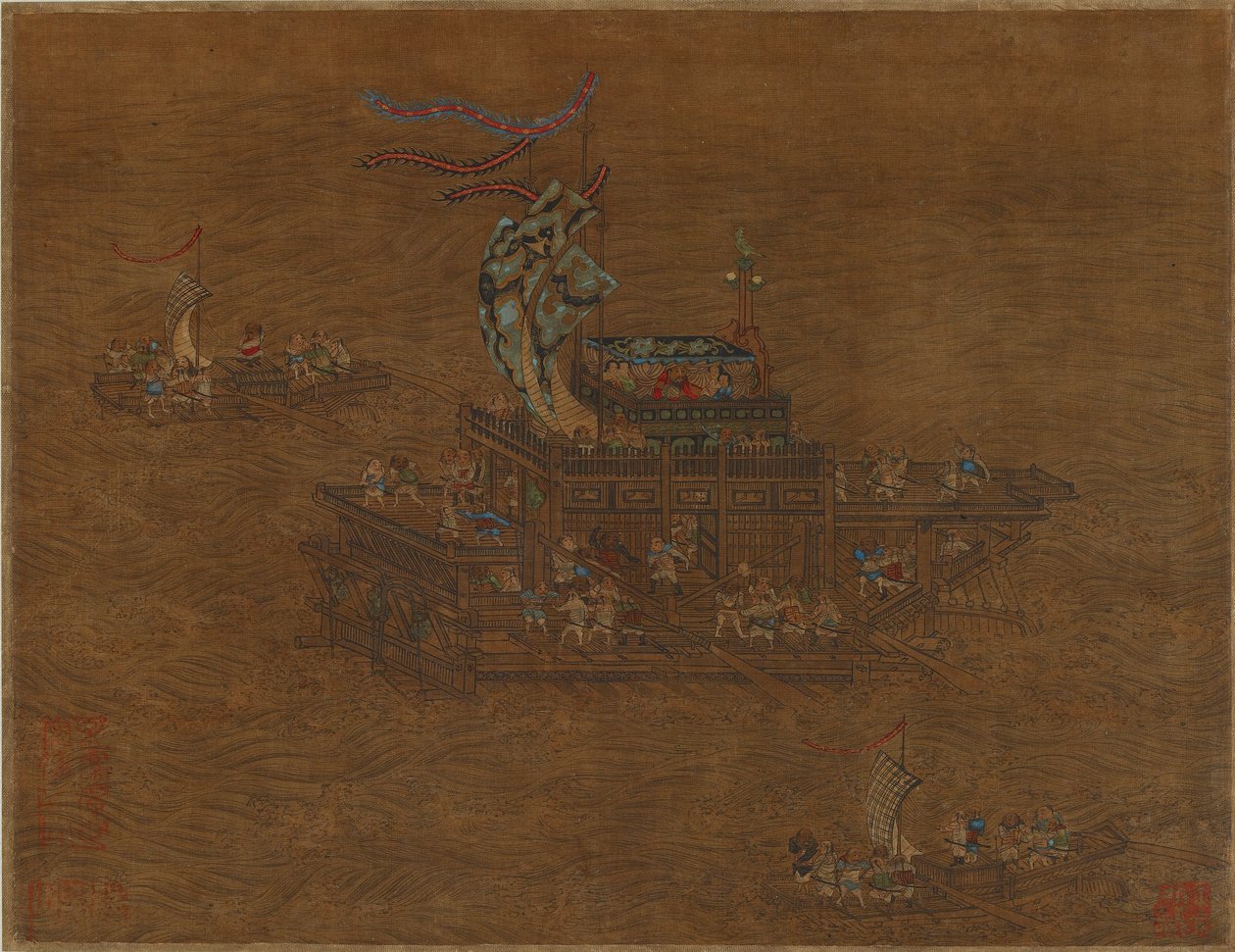 En kongelig lekter til sjøs, Ming- eller Qing-dynastiet, 1500-1600-tallet. av Unbekannt