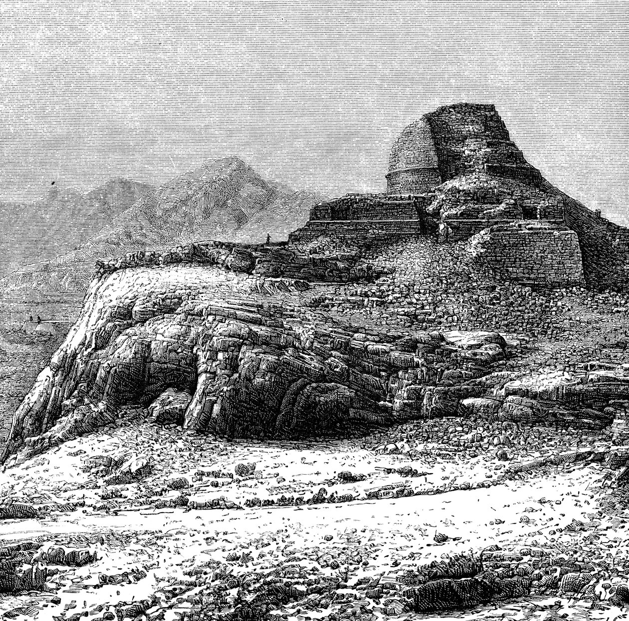 En ødelagt tope-stupa i Khyber-passet, PakistanAfhanistan, 1895 av Unbekannt