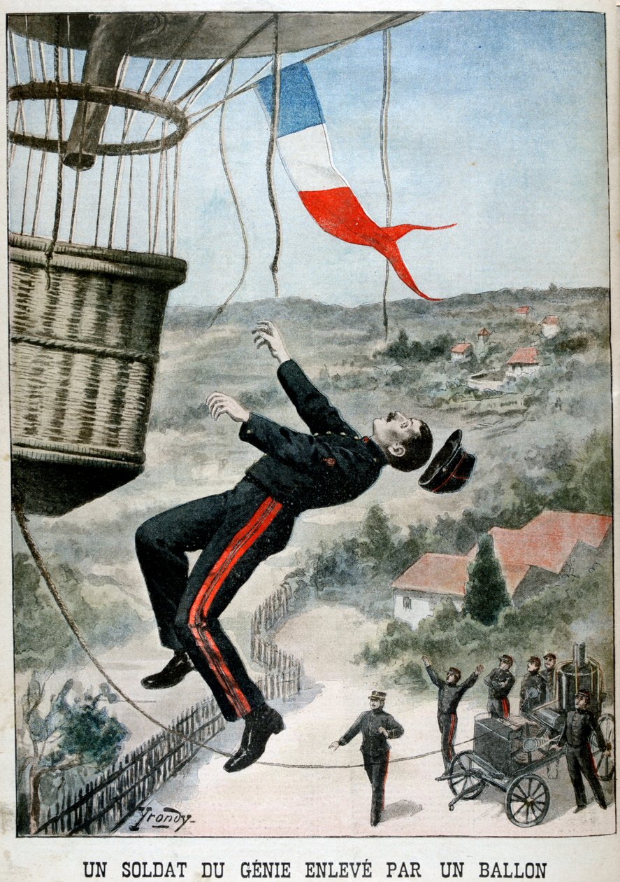 En soldat båret opp av en ballong, 1901 av Unbekannt
