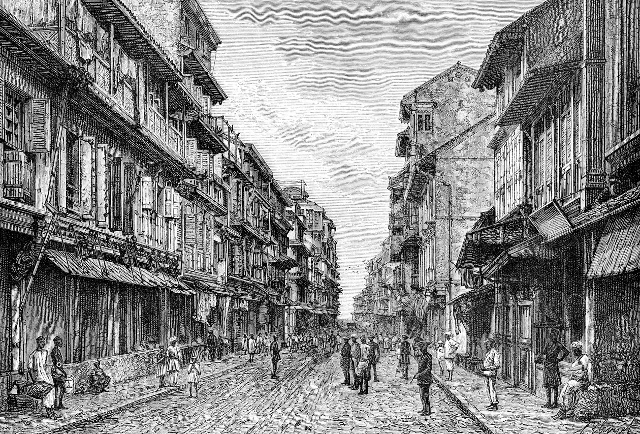 En gate i Bombay, India, 1895 av Unbekannt