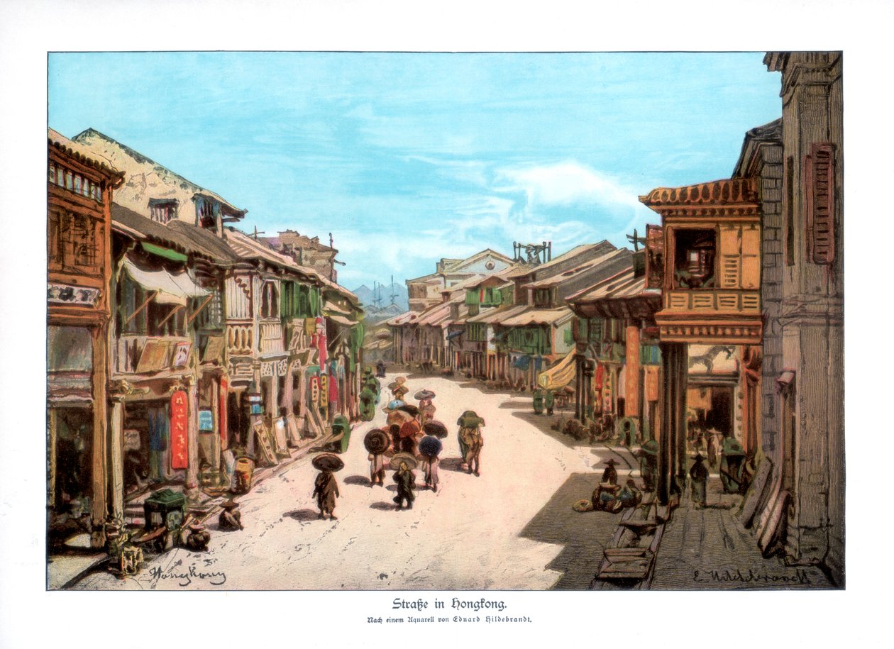 En gate i Hong Kong, 1900 av Unbekannt