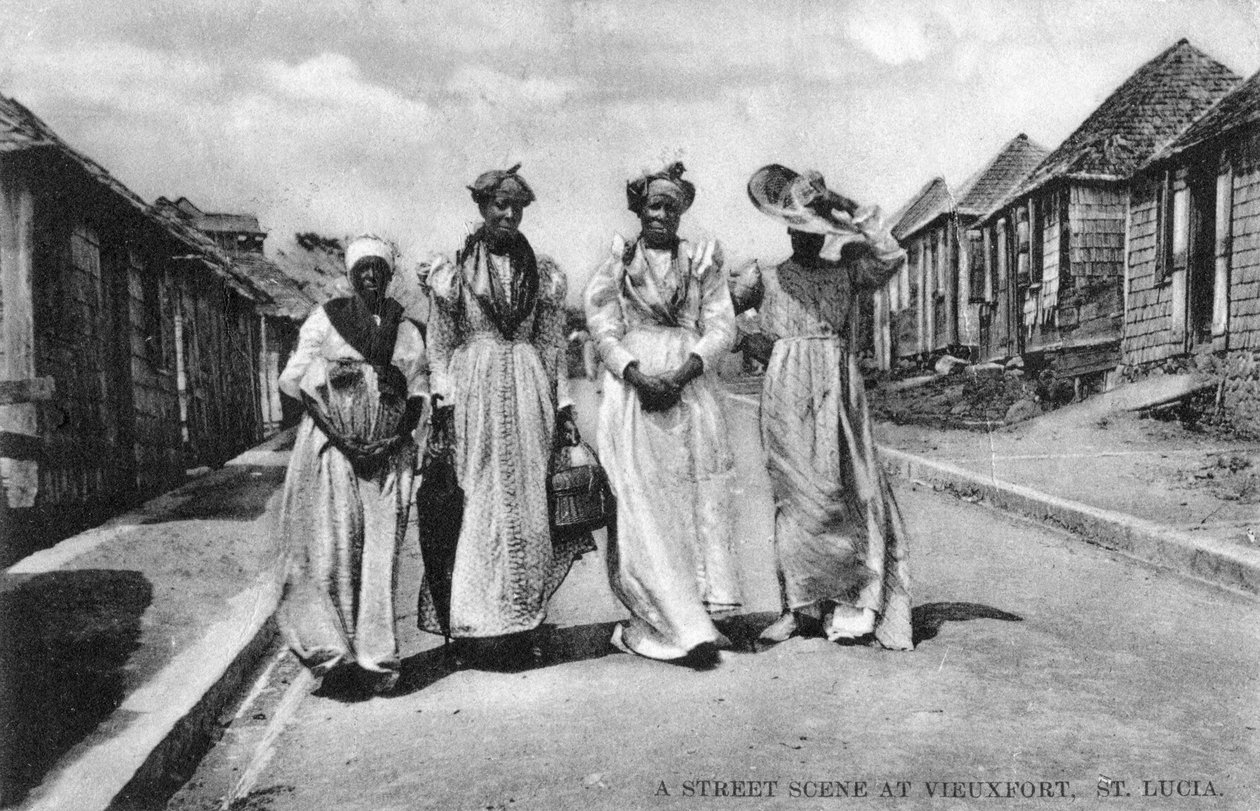 Et gatebilde i Vieuxfort, St Lucia, tidlig på 1900-tallet av Unbekannt
