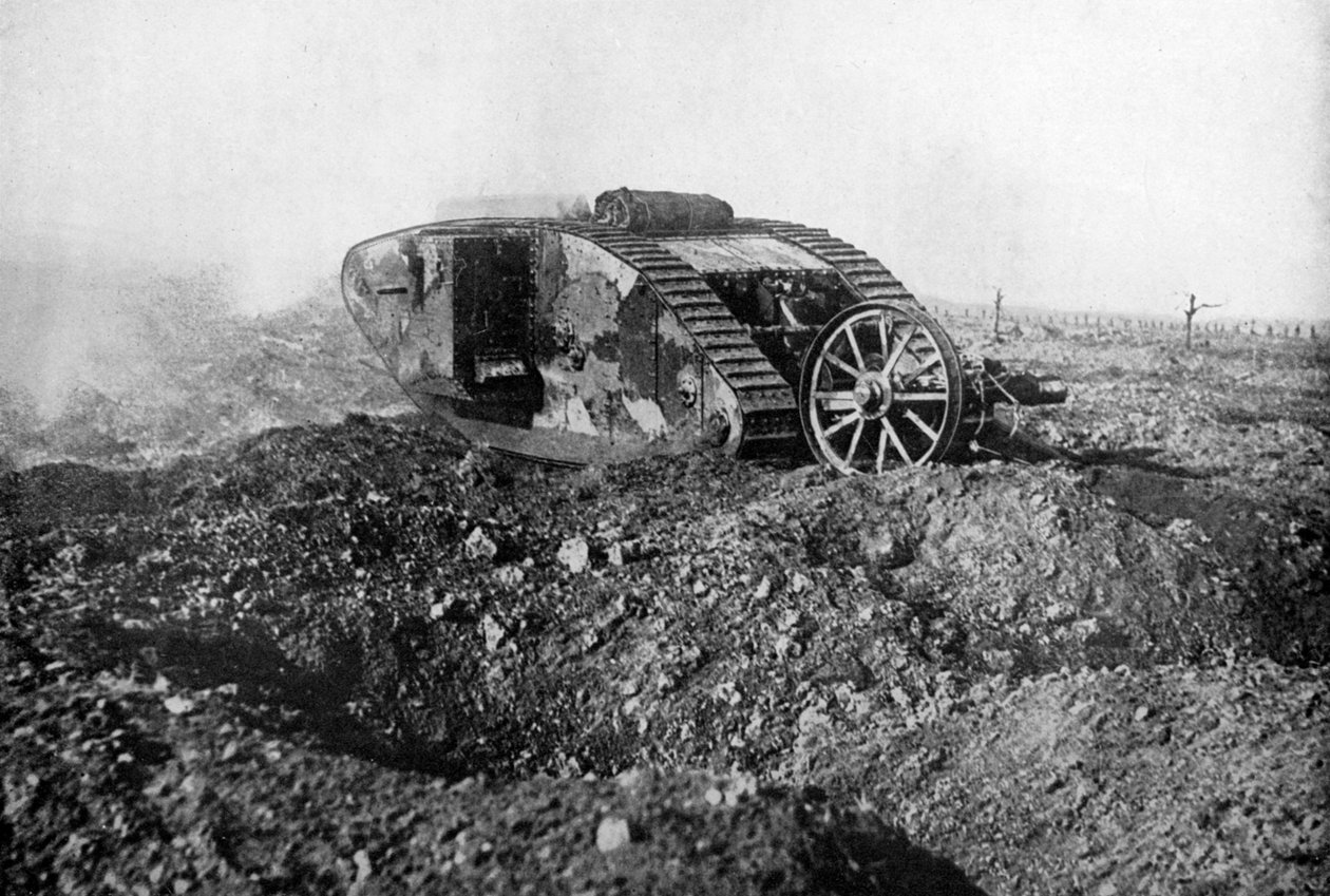 En tank i aksjon på vestfronten, Somme, Frankrike, første verdenskrig, 1914-1918, c1920 av Unbekannt