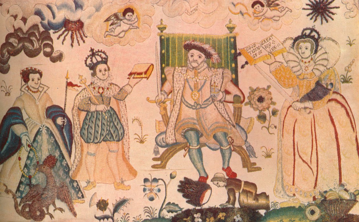 Et billedvev med Henry VIII, Edward VI og Elizabeth I. Trodde å være Elizabethan, 1914 av Unbekannt