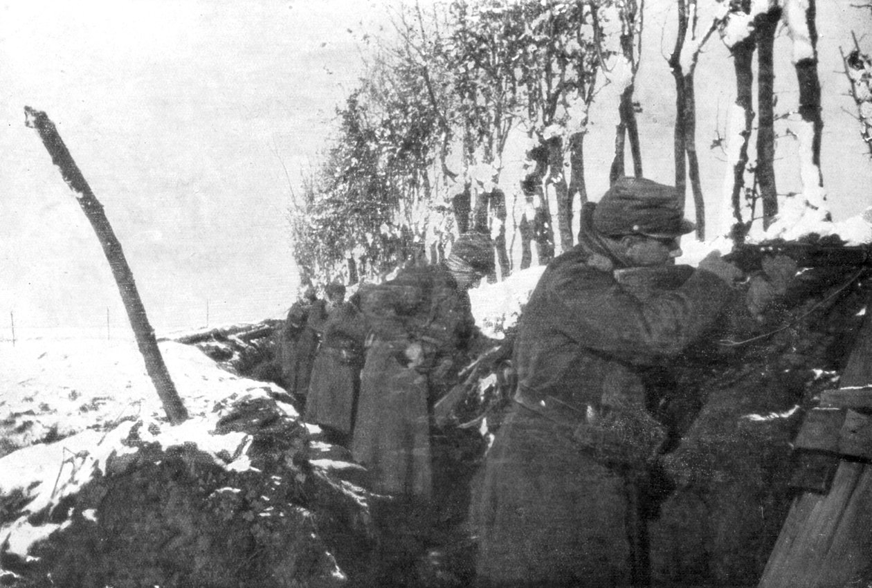 En skyttergrav full av reserveinfanteri, Pas-de-Calais, Frankrike, vinter, 1915 av Unbekannt
