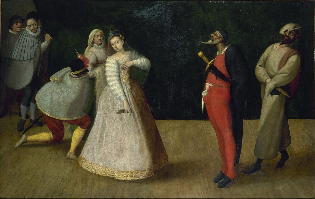 En gruppe italienske komikere I Gelosi, ca. 1580. av Unbekannt