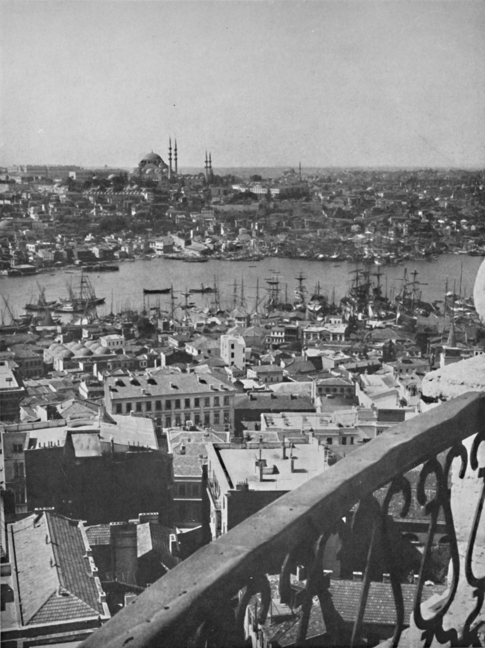 En utsikt over Konstantinopel som viser moskeen Santa Sophia, 1913 av Unbekannt