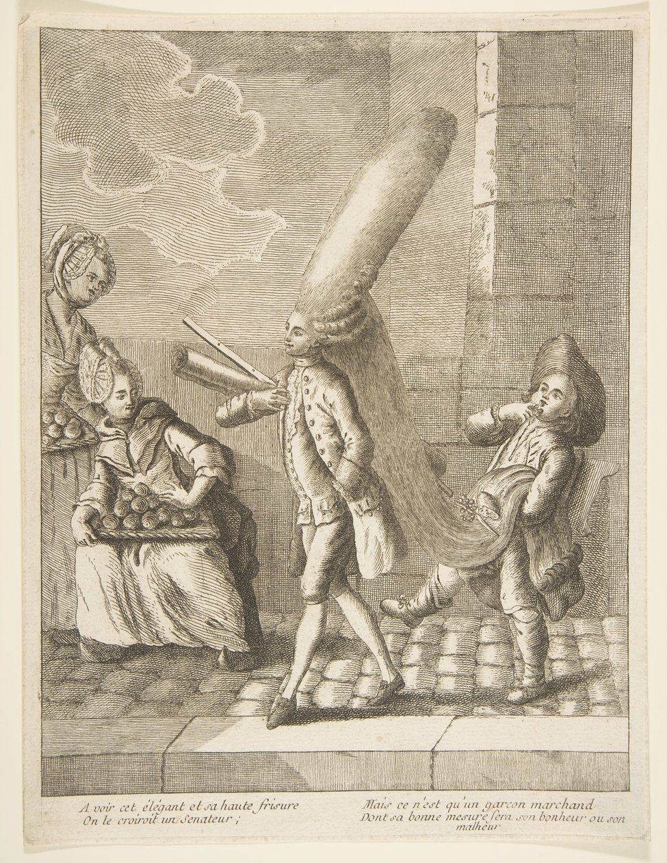 For å se hans elegante det og hans høye krøller, du skulle tro han var en senator, men han er bare en..., 1720-75. av Unbekannt